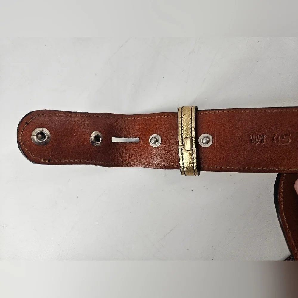 Custom NAVY Blue GOLD RED Genuine Leather Interchangeable BELT STRAP sz 45